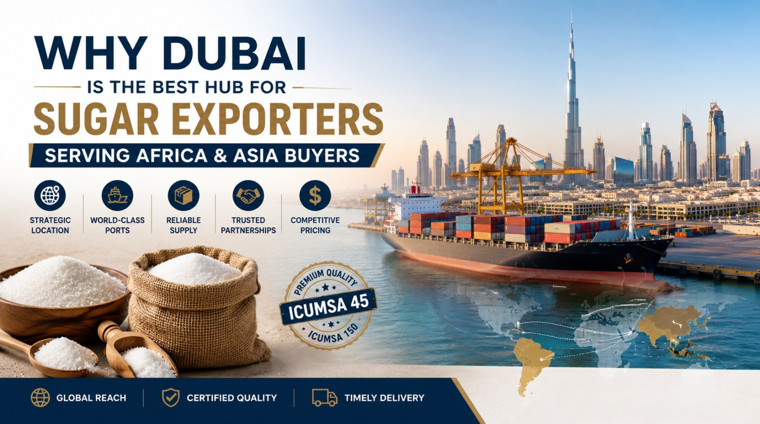 Why Dubai is the Best Hub for Sugar Export to Africa & Asia