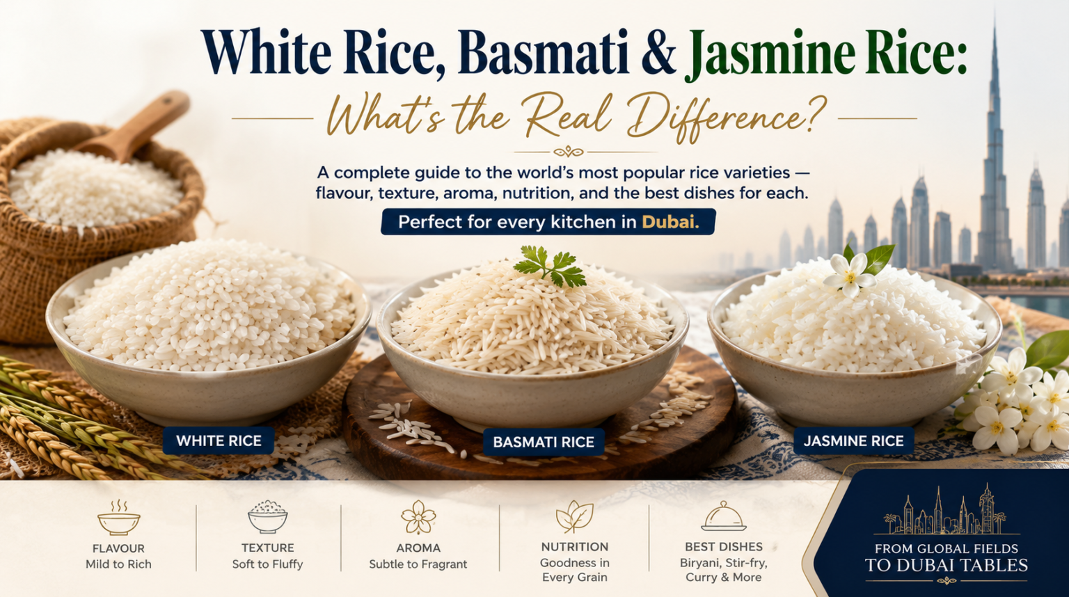 White Rice vs Basmati vs Jasmine Rice: What’s the Difference? | Himmath Foodstuff Dubai